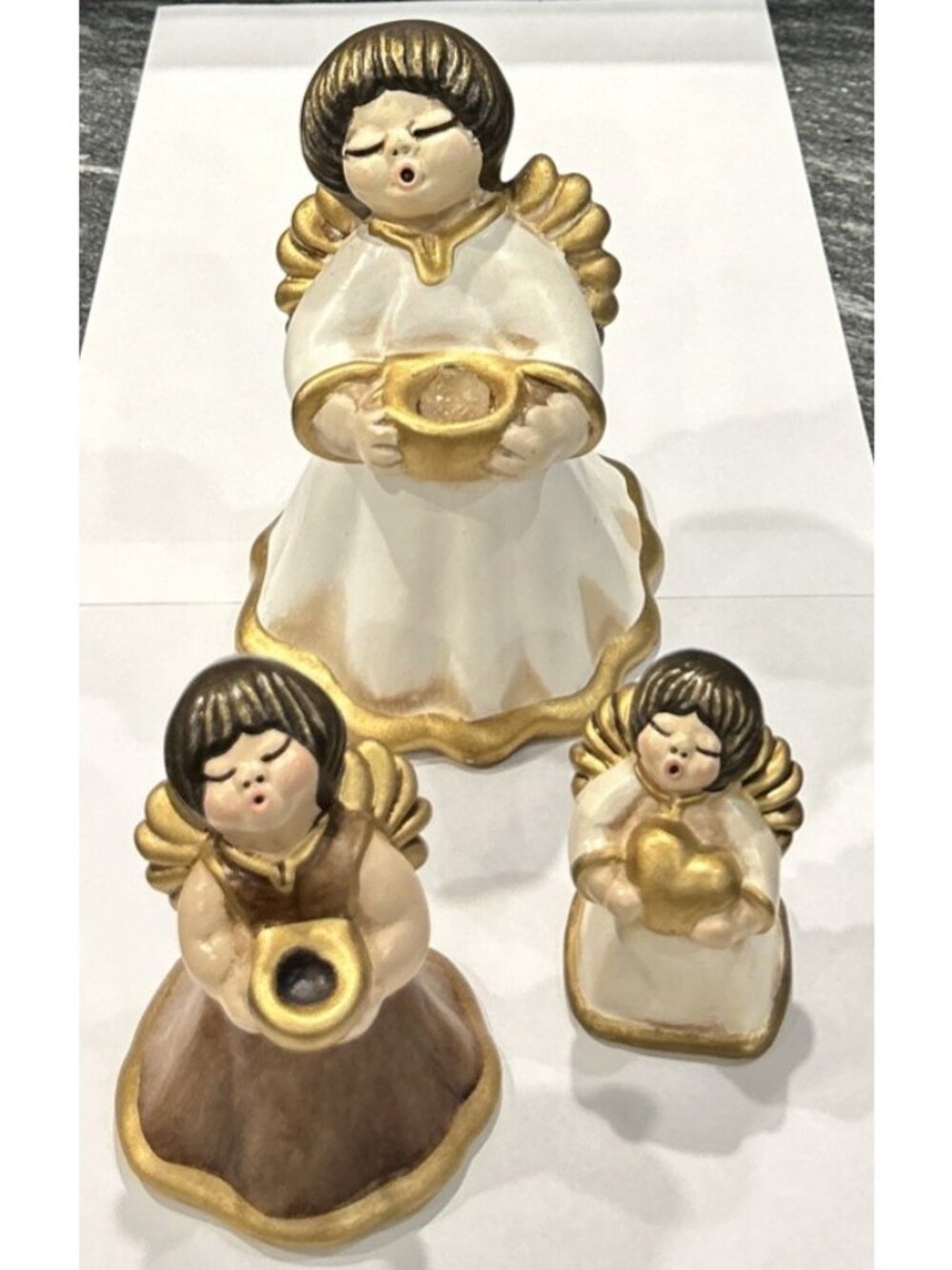 3 Vintage Original Bozen Engel Thun Singing Angel Figurines Italy‏